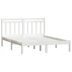 Berkfield Bed Frame White Solid Wood Pine 140x200 cm