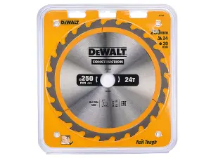 DEWALT Stationary Construction Circular Saw Blade 250 x 30mm x 24T