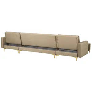 U-Shaped Sofa with Ottoman ABERDEEN Sand Beige Velvet Symmetrical