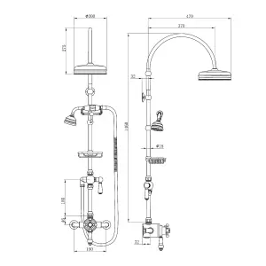 Gwen Traditional Chrome Grand Rigid Riser Shower Kit with Fixed Head & Handset