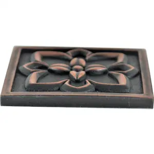 (Pack of 4 Tiles) Niche Tiles  Crown Metal Antique Copper 9.5cm. x 9.5cm. Handmade Decorative Tile