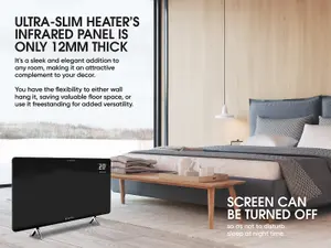 BERG 720W Far Infrared Electric Wi-Fi/Remote Control Smart Glass Panel Heater - Ultraslim (12mm)