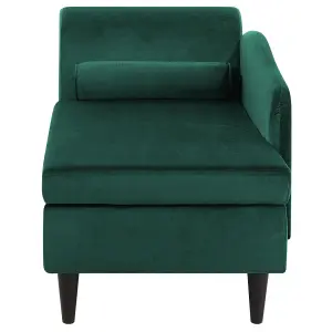 Left Hand Velvet Chaise Lounge Emerald Green LUIRO