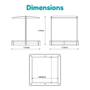 TP Toys Timber Rectangular Sand pit, Pack of 1 with Canopy