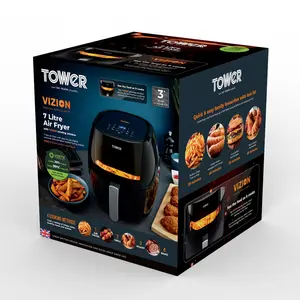 Tower Vortx Vizion Digital Air Fryer with Rapid Air Circulation, 7L, 1800W