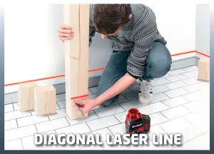 Einhell Laser Level - 360 Degrees Coverage - Laser Cross Projection With Self-Leveling - 1/4 Mount For Tripod Use - TE-LL 360