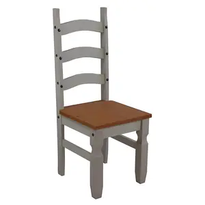 Mercers Furniture Corona Grey Wax Pair of Dining Chairs Slat Back Solid Pine with Mexican Styling