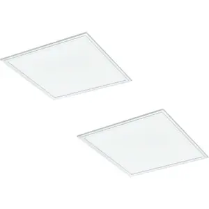 2 PACK Wall / Ceiling Light White 450mm Slim Square Panel 21W LED 4000K