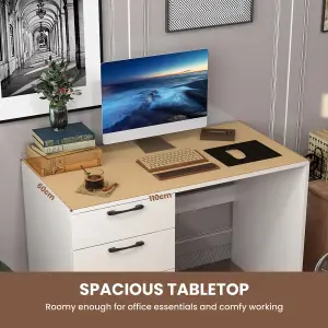 Costway 4 Drawers Computer Desk Modern Writing Desk Compact Laptop Vanity Table