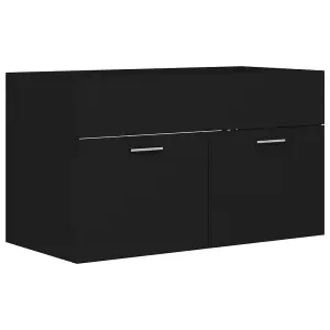 Berkfield Sink Cabinet with Built-in Basin Black Engineered Wood