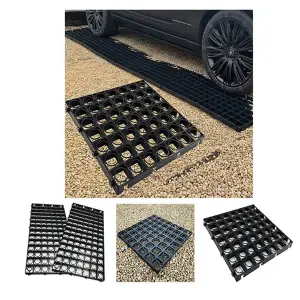 8x Black Protective Plastic Paving Driveways Grid Mats