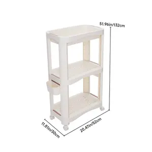 3-Tier Playroom Storage Cart Plastic Cart, White