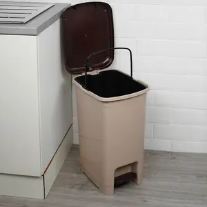 URBNLIVING 40L Slim Pedal Waste Recycling Bin Can Insert Step On Lid Kitchen Bathroom Cappuccino