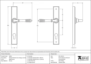 From The Anvil Aged Bronze Reeded Slimline Lever Espag. Lock Set