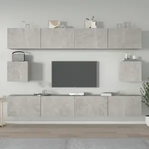 Berkfield 6 Piece TV Cabinet Set Concrete Grey Engineered Wood