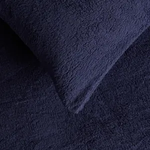 Teddy Fleece Pillowcase Cover Bedding Set 4 x Thermal, 50 x 75cm -  Navy