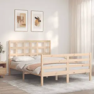 Berkfield Bed Frame with Headboard Small Double Solid Wood