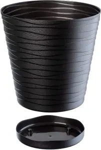 Plant Pot Flowerpot Wave Plastic Crystal Modern Decorative Black 13cm