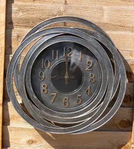 Large Silver Round Wall Hanging Clock