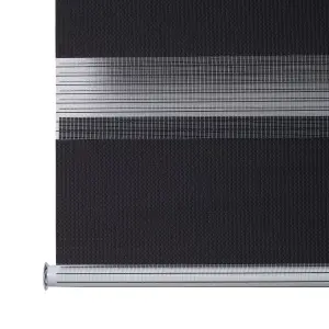 Elin Corded Dark grey Striped Day & night Roller Blind (W)120cm (L)180cm