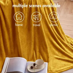 Makilah Sherpa Fleece Throw Fur  Blanket Yellow / 150cm H x 130cm W