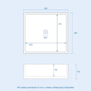 Nes Home 385mm Square Counter Top Basin Cloakroom Bathroom Sink