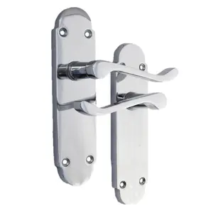 Epsom Door Handle Latch Victorian Scroll Lever - Chrome