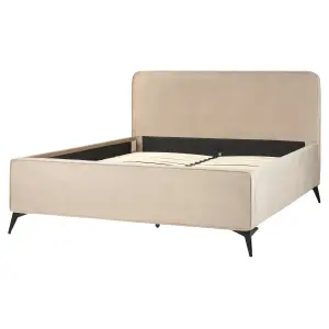 Velvet EU King Size Bed Taupe VALOGNES