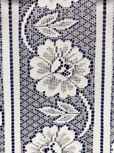 White Floral Textured Voile Louvre Vertical Pleated Window Blind Panel - 72" x 90"