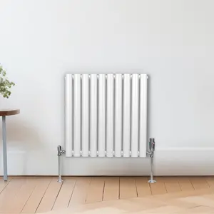 Oval Column Radiator & Valves - 600mm x 600mm - White