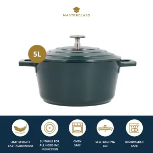 MasterClass Cast Aluminium 28cm Casserole Dish, Hunter Green