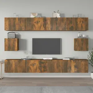 Berkfield 6 Piece TV Cabinet Set Smoked Oak Engineered Wood