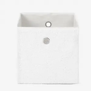 OHS Boucle Cube Folding Space Saving Storage Boxes, White - 2 Pack