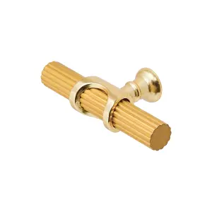 DecorAndDecor - SIENNA Matt Gold Lines T-Bar Kitchen Cabinet Pull Knob Handles - Pair