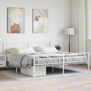 Berkfield Metal Bed Frame with Headboard and Footboard White 183x213 cm