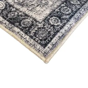 Persian Chenille Grey Traditional Medium Rug, (L)170cm x (W)120cm