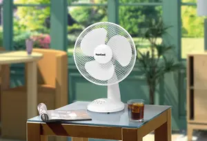 12inch Lightweight Desk Fan Portable 3 Speed Low Noise Oscillation Powerful Airflow Adjustable Tilt 3 Years Guarantee White