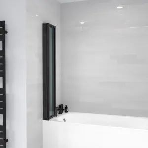 Nes Home 1000 x 1400 mm 4 Fold Door Bath Shower Screen Black Frame