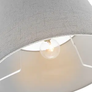 Contemporary and Sleek Grey Textured Linen Fabric Drum Lamp Shade 60w Maximum