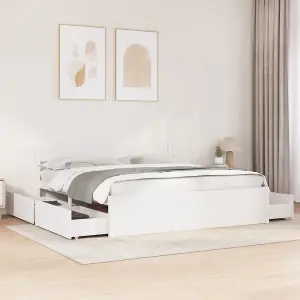 Berkfield Bed Frame without Mattress White 180x200 cm Super King Solid Wood Pine