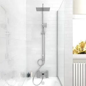 Nes Home Square Shower Waterfall Mixer Tap, Handset & Riser Rail Kit Chrome