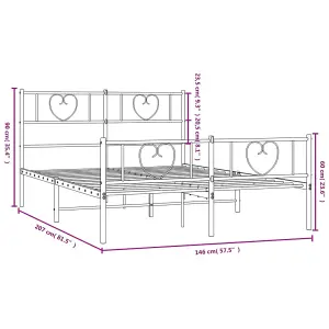 Berkfield Metal Bed Frame with Headboard and Footboard Black 140x200 cm