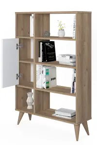 Soho Bookcase Free Standing Storage Shelf, 80 x 25 x 121 cm 7 Compartments Display Shelves, Bookshelf, Open Cabinet, Oak