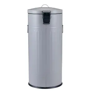 30L Retro Steel Waste Rubbish Kitchen Pedal Bin Light Grey