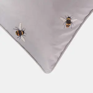 4 Pack Bee Matte Velvet Cushion Covers Home Decor, Grey - 45 x 45cm