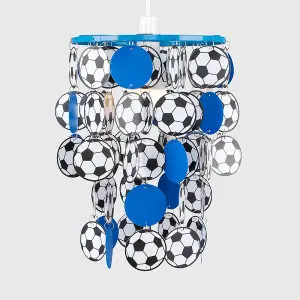 ValueLights Football Blue Ceiling Pendant Shade and B22 GLS LED 10W Warm White 3000K Bulb