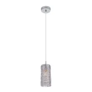 Luminosa Modern Hanging Pendant Silver 1 Light  with Metal Alloy Shade, E14