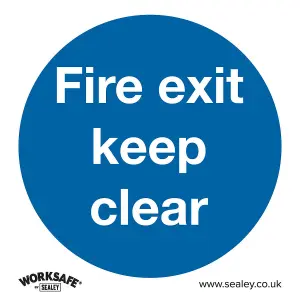 Pack of 10 Self-Adhesive Fire Exit Keep Clear Safety Signs - 200mm x 200mm