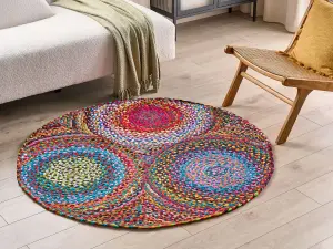 Round Cotton Area Rug 140 cm Multicolour LADIK