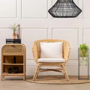 Shore Armchair White Removable Cushion Seat with a Cane Wicker Rattan Tub Frame